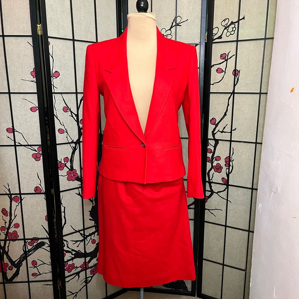 Vintage 1960’s - The Villager - Red Wool Skirt Set